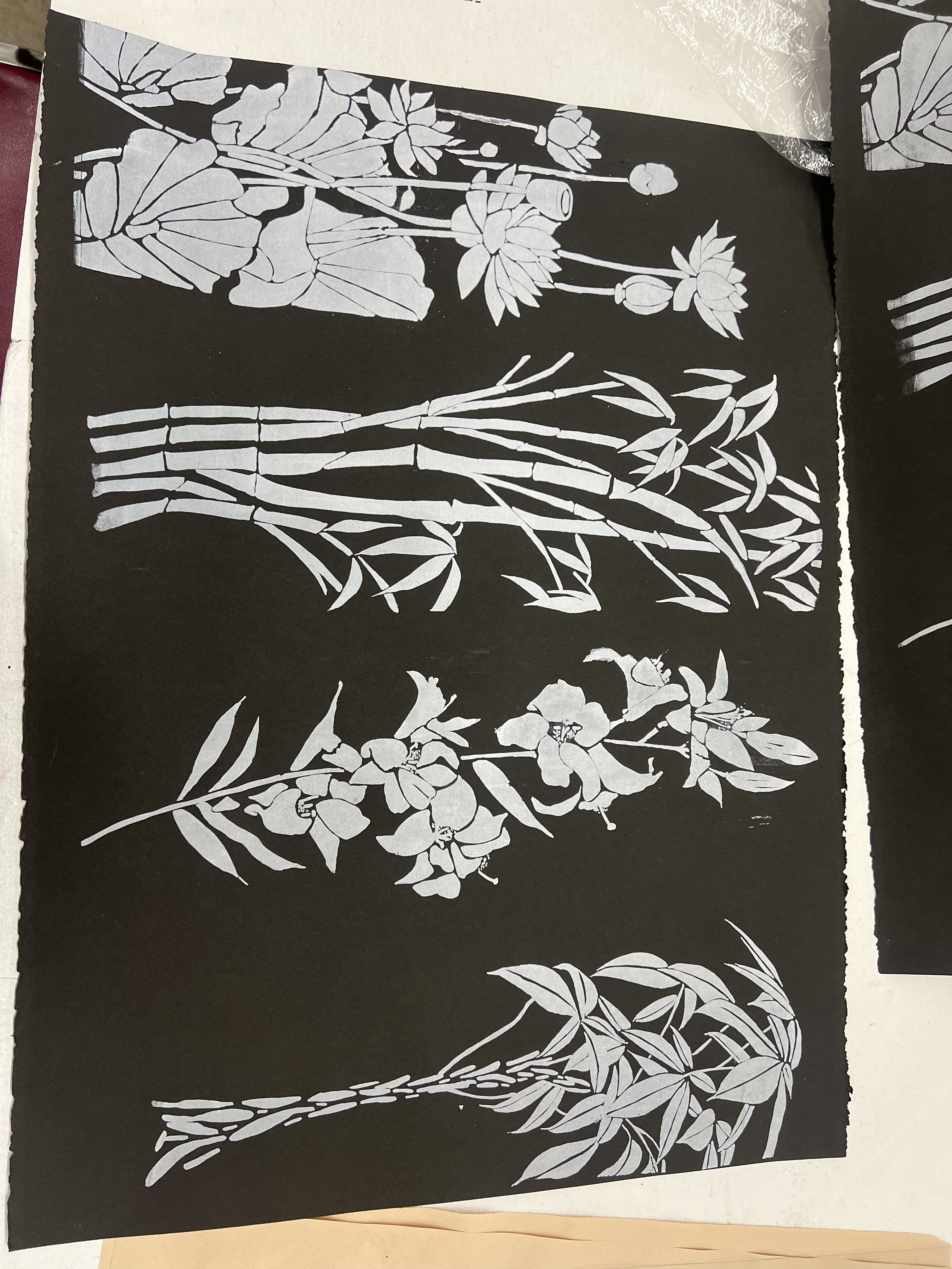 Lunar New Year flower screen print - full view