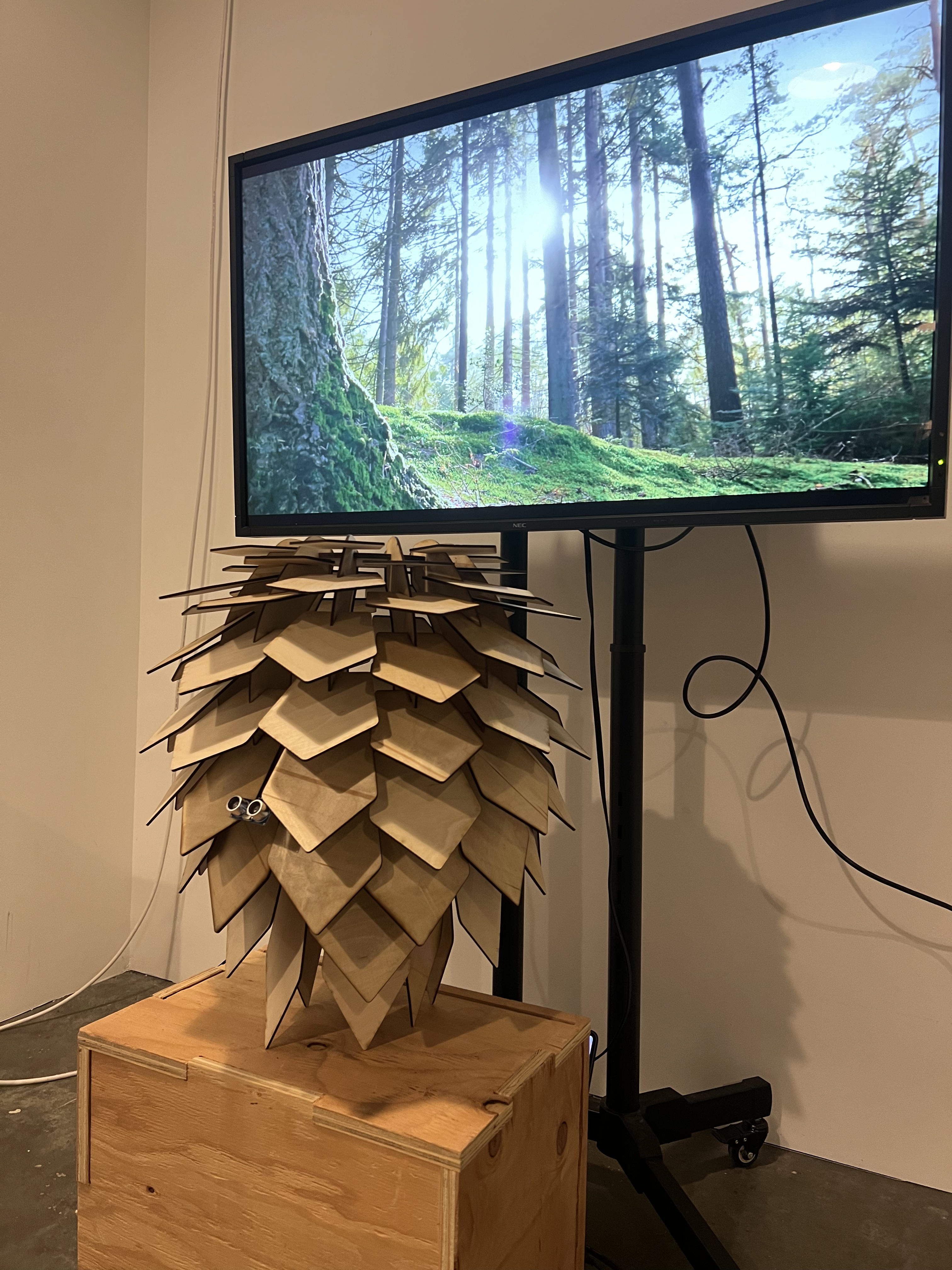 Pinecone wood-printed speaker - close-up detail